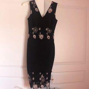 Black tight RW&co dress with flowers